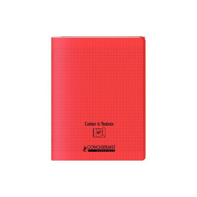 3020120123165-Conquérant Classique - Cahier polypro à rabat - 17 x 22 cm - 96 pages - grands carreaux (Seyes) - rou--0