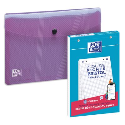 3020120230481-Oxford - Pack de 30 fiches Bristol - A5 - petits carreaux - perforées - blanc + une chemise A5--2