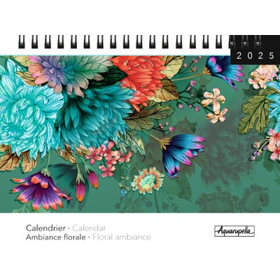 3494150161334-Calendrier mensuel à spirales 16x18 cm - Ambiance florale--0