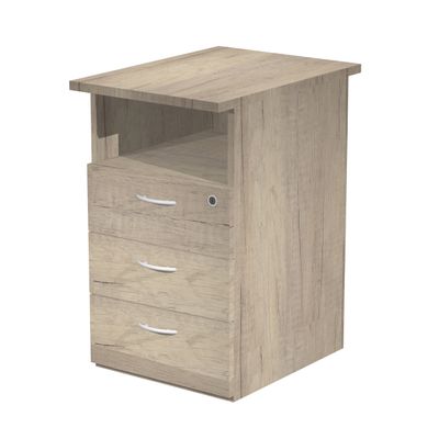 7331920009259-Caisson hauteur bureau Trend - L43xP60xH72 cm - 3 tiroirs + 1 niche - imitation chêne canadien--0
