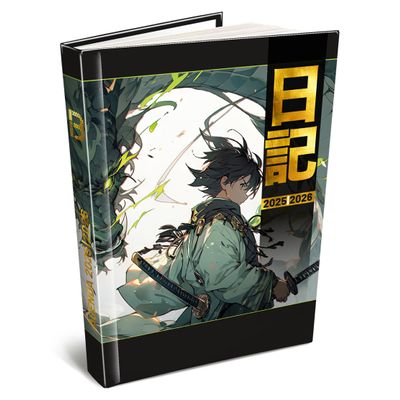 3592930025996-Agenda RDC reliure intégra année scolaire BOUCHUT "Manga vert" 12,5 x 17,5 cm --0
