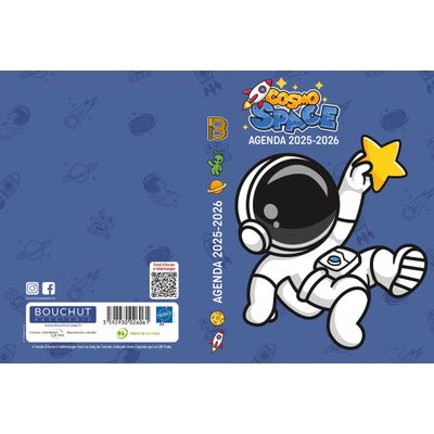 3592930026061-Agenda RDC reliure intégra BOUCHUT "Cosmo Space" 12,5 x 17,5 cm coloris bleu --1