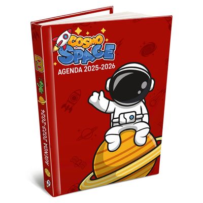 3592930026085-Agenda RDC reliure intégra BOUCHUT "Cosmo Space" 12,5 x 17,5 cm coloris rouge --0