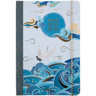 3664447200231-Agenda à élastique Sakura - 1 semaine sur 2 pages - 17 x 24,5 cm - vagues - Oberthur--0