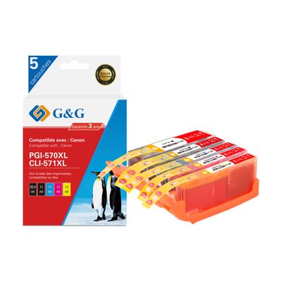 6941881289280-Cartouche compatible Canon CLI-571XL/PGI-570XL - Pack de 4 - noir, cyan, magenta, jaune - G&G--0