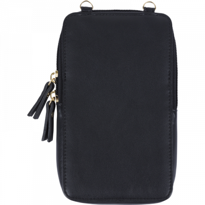 3664447203928-Oberthur Lisbonne - Sac Téléphone Noir – Petit Sac Bandoulière Élégant Mix-Matière, Porte-Monnaie Amovible, Range--2