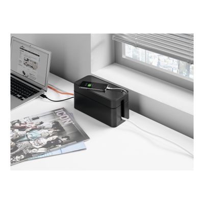 4005546994376-DURABLE CAVOLINE BOX S - boîtier range câbles - l246 x H116 x P128 mm - graphite-Angle gauche-2