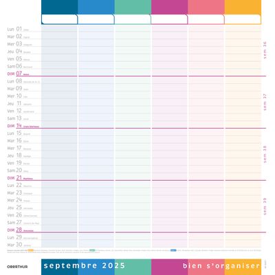 3664447194769-Calendrier mensuel Bien s'organiser - 30 x 30 cm - 12 feuillets - Oberthur-P_405228534_2-1