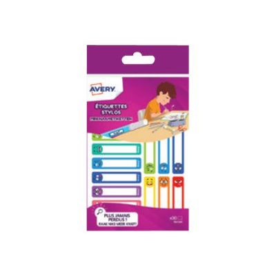 5014702135293-Avery - 30 Étiquettes adhésives pour stylos coloris pastels - 50 x 10 mm-Avant-0