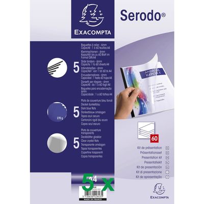 3130632428433-Exacompta Serodo - 5 Kits de présentation pour relier jusqu'à 60 feuilles - bleu--0