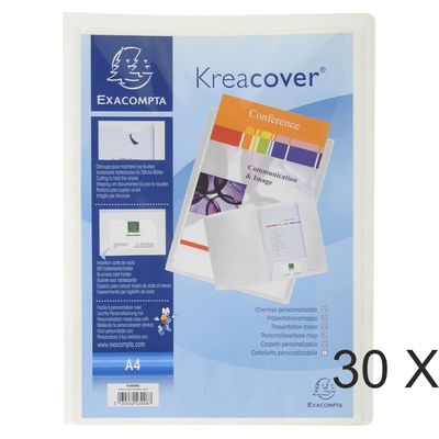 3130631430086-Exacompta Kreacover - 30 Chemises de présentation personnalisables - A4 - blanc--0