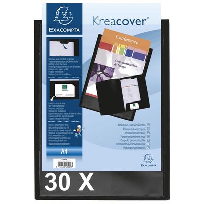 3130631435012-Exacompta Kreacover - 30 Chemises de présentation personnalisables - A4 - noir--0