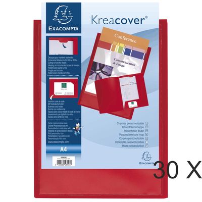 3130632435035-Exacompta Kreacover - 30 Chemises de présentation personnalisables - A4 - rouge--0