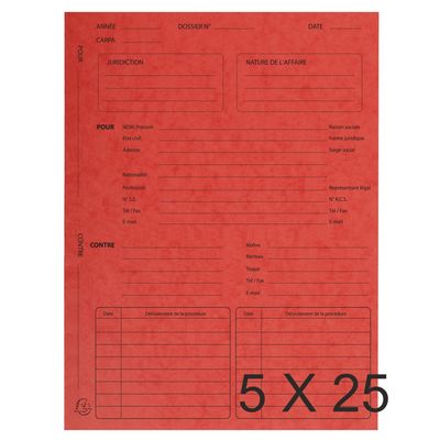 3130634451057-Exacompta - 5 Paquets de 25 Dossiers de procédure - rouge--0