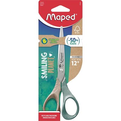 3154144765206-Maped Smiling Planet - Ciseaux Shape pour gaucher 16 cm - disponible dans différentes couleurs - en bo--0
