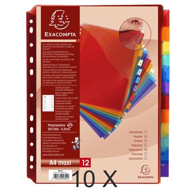 3130632048440-Exacompta - Pack de 10 pochettes intercalaires 12 positions - A4 Maxi - onglets personnalisables--0