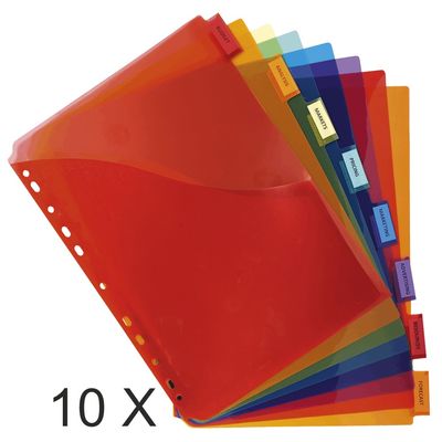 3130632048549-Exacompta - Pack de 10 pochettes intercalaires 8 positions - A4 Maxi - onglets personnalisables--0