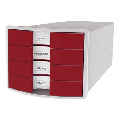 4012473101739-HAN Impuls - Module de classement 4 tiroirs - gris/rouge-Angle droit-1