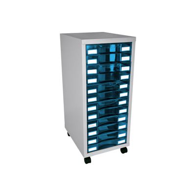 3219090959748-Module de rangement à roulettes 12 tiroirs - anthracite/bleu-Angle gauche-0