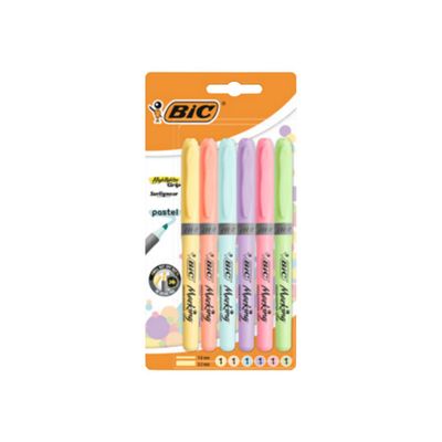 3086123593725-BIC Highlighter Grip - Pack de 6 surligneurs pastels-Avant-0