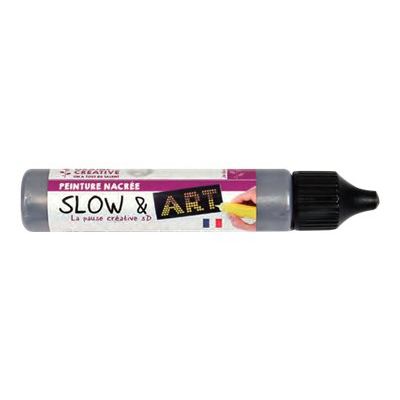 3471056163495-Graine Creative Slow & Art - peinture - gris anthracite nacré- 30 ml-Avant-0