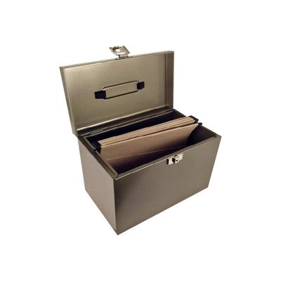 3219090401087-Pierre Henry - Classeur ménager en métal (valisette) avec 5 dossiers suspendus - gris so-Angle gauche-1
