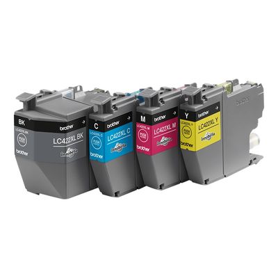 4977766816892-Brother LC422XL - pack de 4 - noir, jaune, cyan, magenta - cartouche d'encre originale-Angle droit-2