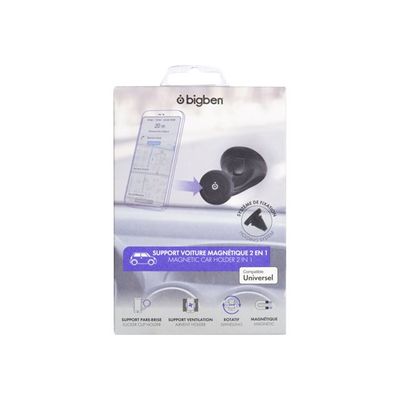 3571211312482-BigBen Connected - Support Smartphone pour voiture - magnétique - noir-Avant-1