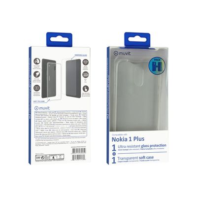 3663111139259-Muvit - kit coque souple + protection verre trempé pour NOKIA 1+ - transparent-Multi-angle-2