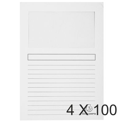 3130632501105-Exacompta Forever - 4 Paquets de 100 Chemises à fenêtre - 120 gr - blanc--0