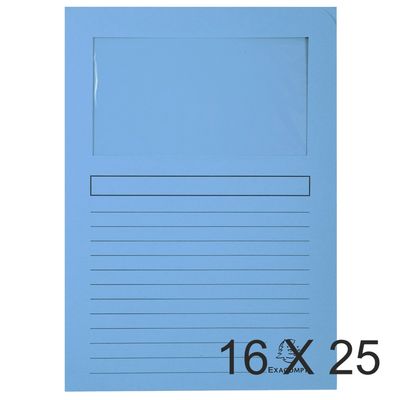 3130632502522-Exacompta Forever - 16 Paquets de 25 Chemises à fenêtre - 120 gr - bleu clair--0