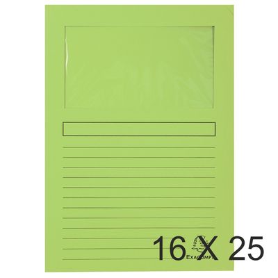 3130632502539-Exacompta Forever - 16 Paquets de 25 Chemises à fenêtre - 120 gr - vert pré--0