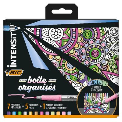 3086123677630-BIC Intensity - Kit de 12 Marqueurs permaments avec support à décorer (couleurs intenses et pastels a--0