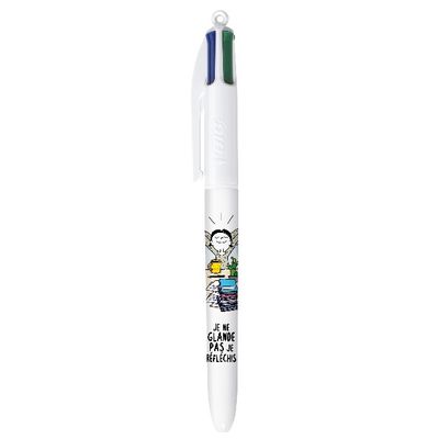 3086123686694-BIC 4 Couleurs Messages - 3 Stylos à bille 4 couleurs - 1 mm - Décors assortis Collection Exams--2