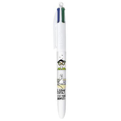 3086123686694-BIC 4 Couleurs Messages - 3 Stylos à bille 4 couleurs - 1 mm - Décors assortis Collection Exams--3