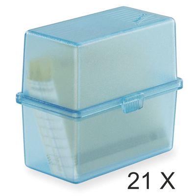 9002490000000-Exacompta Memo-Box - 21 Boîtes à fiches - A8 - pour 100 cartes - turquoise translucide--0