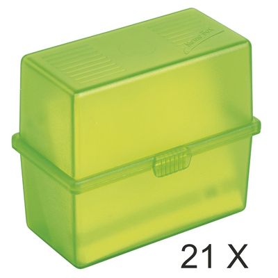 9002490000000-Exacompta Memo-Box - 21 Boîtes à fiches - A8 - pour 100 cartes - vert pomme translucide--0