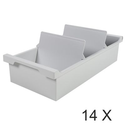 9002493042070-Exacompta - 14 Boîtes à fiches avec 2 intercalaires - A6 - pour 600 cartes - gris lumière--0