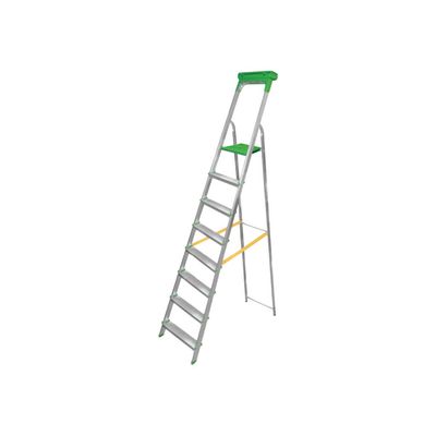 3700092275764-Escabeau - 7 marches - gris et vert-Angle droit-0