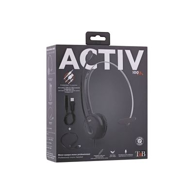 3303170104613-T'nB ACTIV 100M - casque filaire avec micro - mono oreillette - noir-Angle gauche-4