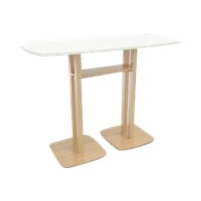3660141221435-Table haute WOODY 114 cm - pieds sapin - plateau blanc-Angle gauche-0