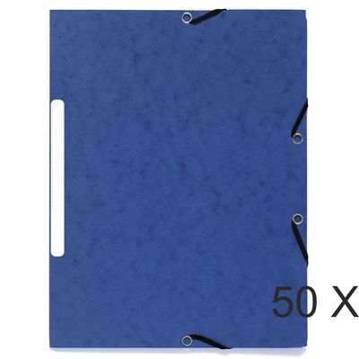 3130632554729-Exacompta - 50 Chemises recyclées à 3 rabats - A4 - bleu--0