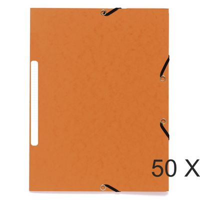 3130632554743-Exacompta - 50 Chemises recyclées à 3 rabats - A4 - orange--0