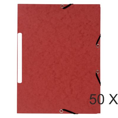 3130632554750-Exacompta - 50 Chemises recyclées à 3 rabats - A4 - rouge--0