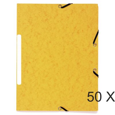 3130632554798-Exacompta - 50 Chemises recyclées à 3 rabats - A4 - jaune--0