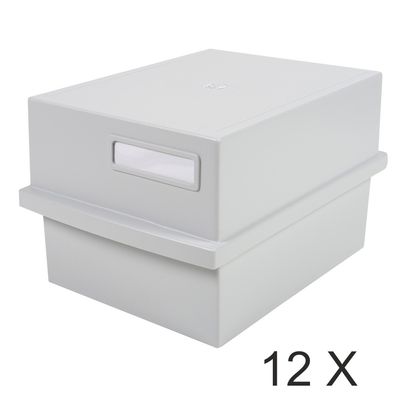 9002493042117-Exacompta - 12 Boîtes à fiches avec 1 intercalaire - A6 - pour 600 cartes - gris lumière--0