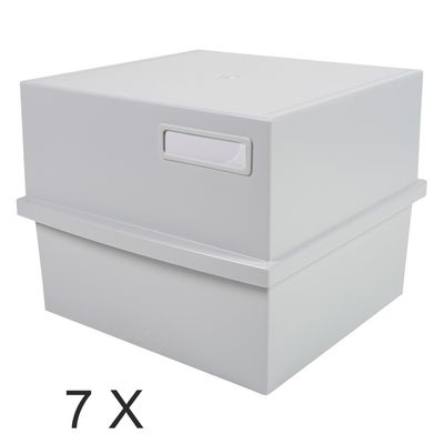 9002493042124-Exacompta - 6 Boîtes à fiches avec 1 intercalaire - A5 - pour 600 cartes - gris lumière--0