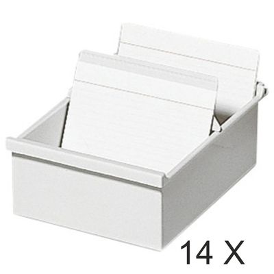 9002493042148-Exacompta - 14 Boîtes à fiches avec 1 intercalaire - A6 - pour 600 cartes - gris lumière--0