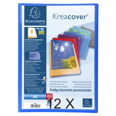 3130632057329-Exacompta KreaCover - 12 Porte vues personnalisable - 60 vues - A4 - bleu--0