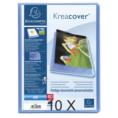 3130632057428-Exacompta KreaCover - 10 Porte vues personnalisable - 80 vues - A4 - bleu--0
